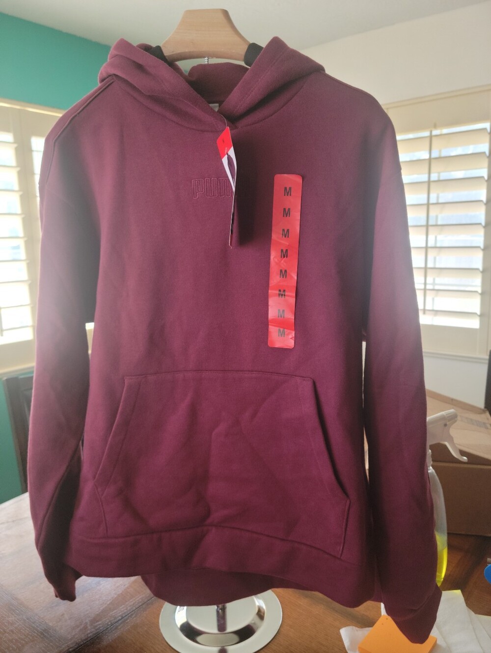Puma Maroon Hooded Pullover Sweatshirt